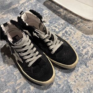 Black golden goose fur Sneakers with Star Detail